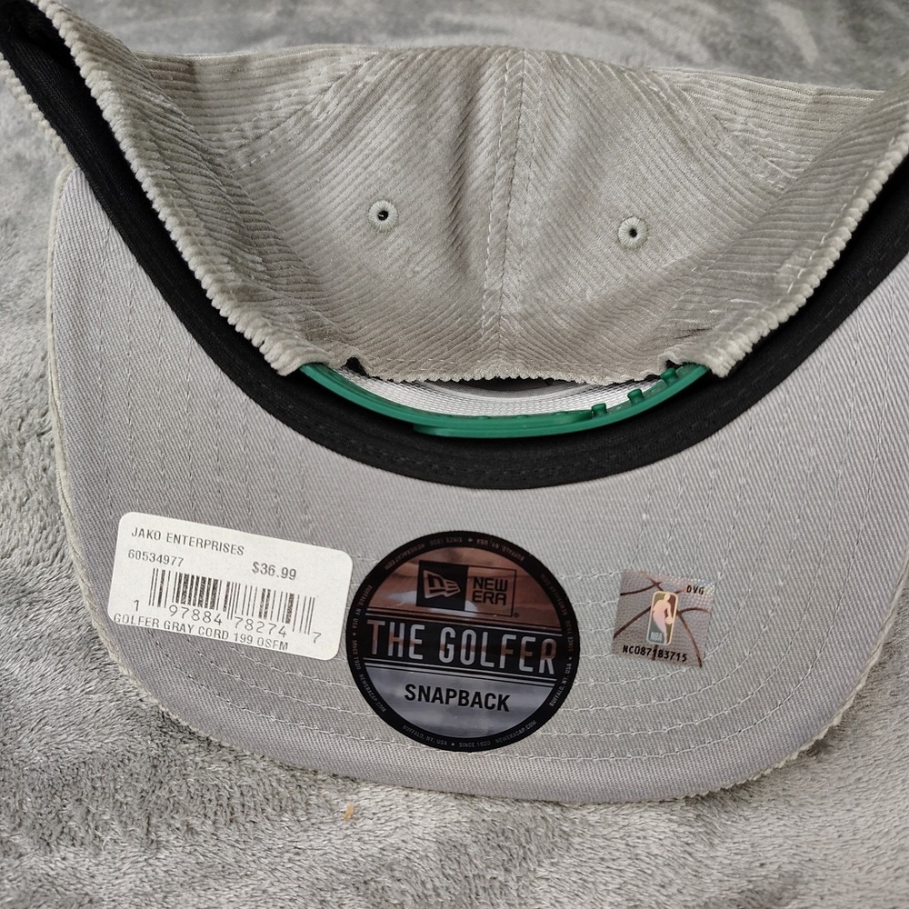 New Era Boston Celtics Corduroy‎ The Golfer Snapback Hat Cap Adjustable Gray - Picture 5 of 7